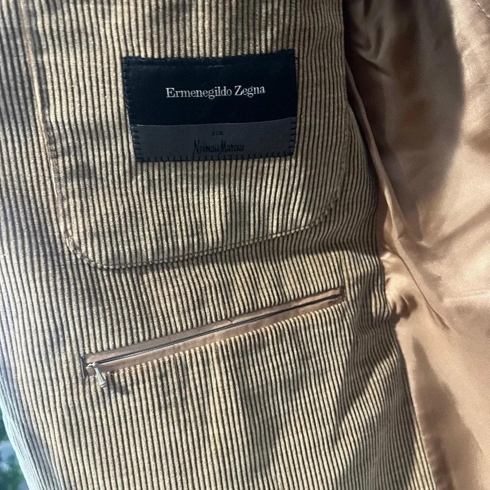 Ermenegildo Zegna Cashco Corduroy‎ Blazer Mens 42 Brown Sport Coat Switzerland